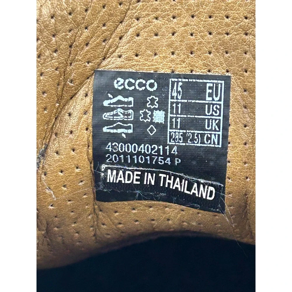 ECCO Men's Casual Sneakers Taupe Leather Lace Up Comfort Size 11 EU‎ 45
